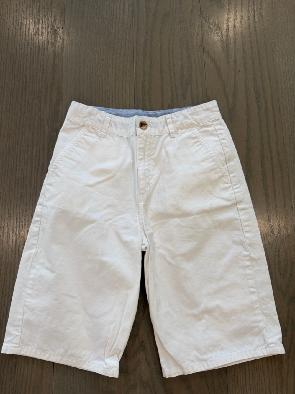 Janie and Jack White and Light Blue Denim-Trim Shorts Size 12